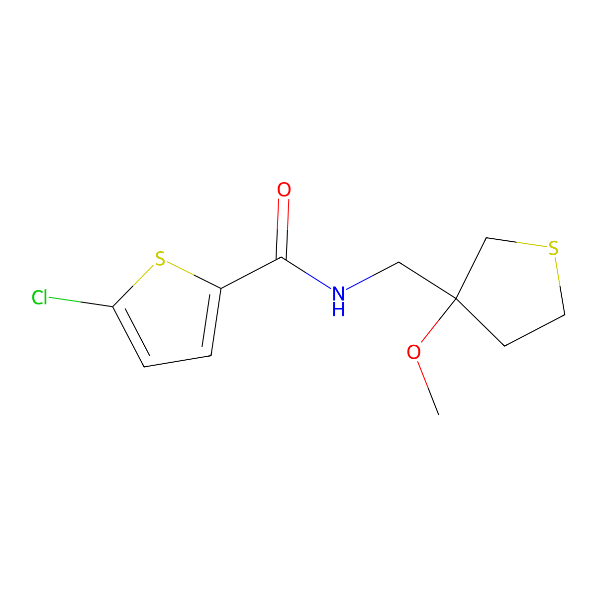 5-chloro-N-((3-methoxytetrahydrothiophen-3-yl)methyl)thiophene-2-carboxamide molecular structure, CAS 1448033-92-8