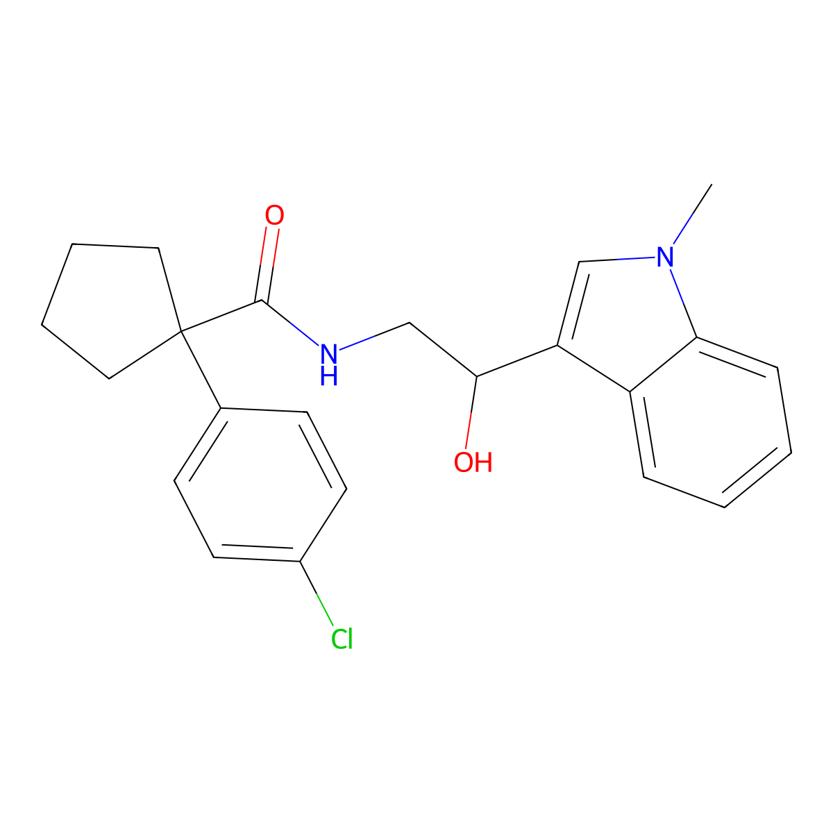 1-(4-chlorophenyl)-N-(2-hydroxy-2-(1-methyl-1H-indol-3-yl)ethyl)cyclopentanecarboxamide molecular structure, CAS 1448033-98-4