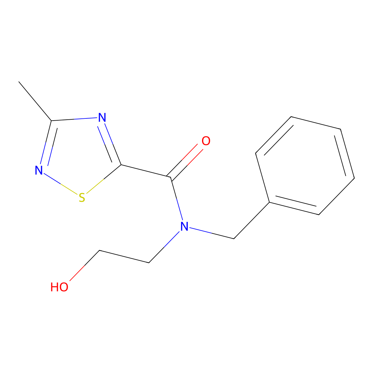 N-benzyl-N-(2-hydroxyethyl)-3-methyl-1,2,4-thiadiazole-5-carboxamide molecular structure, CAS 1448033-99-5