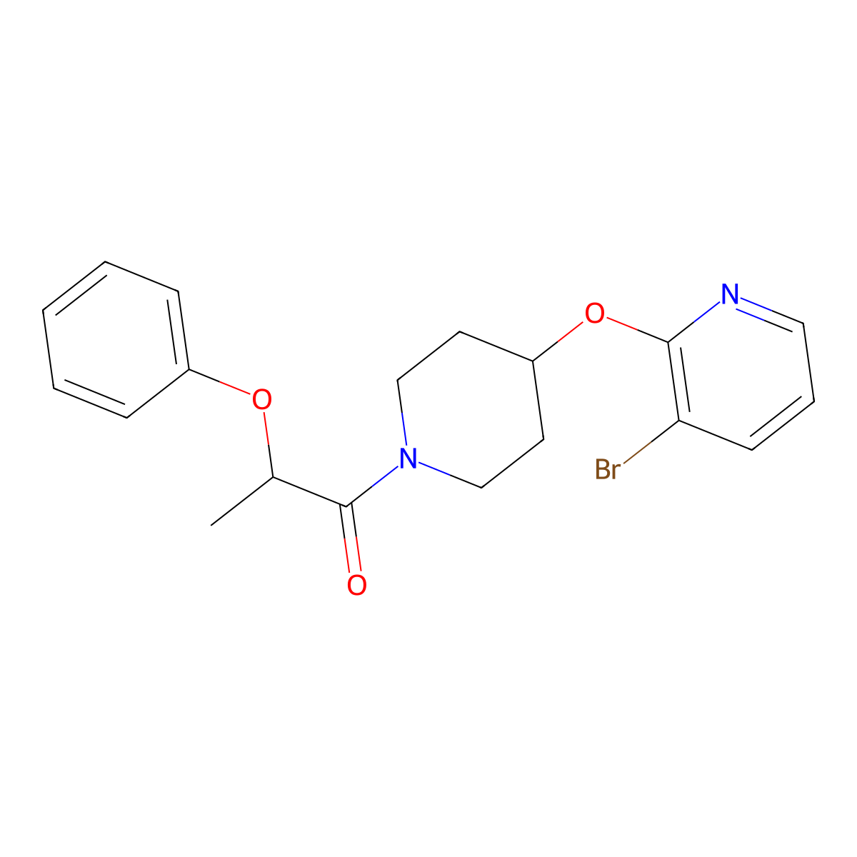 1-(4-((3-Bromopyridin-2-yl)oxy)piperidin-1-yl)-2-phenoxypropan-1-one molecular structure, CAS 1448034-01-2