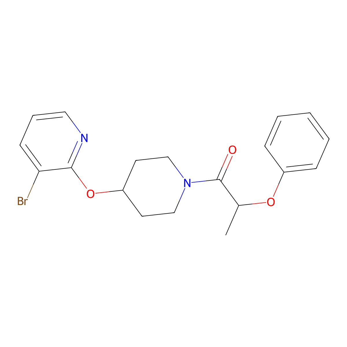 1-(4-((3-Bromopyridin-2-yl)oxy)piperidin-1-yl)-2-phenoxypropan-1-one molecular structure, CAS 1448034-01-2