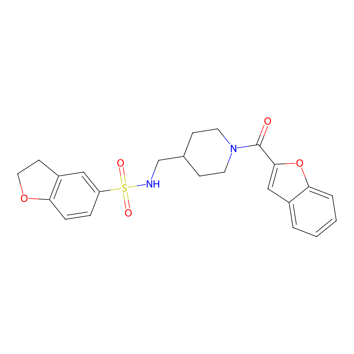 N-((1-(benzofuran-2-carbonyl)piperidin-4-yl)methyl)-2,3-dihydrobenzofuran-5-sulfonamide molecular structure, CAS 1448034-05-6