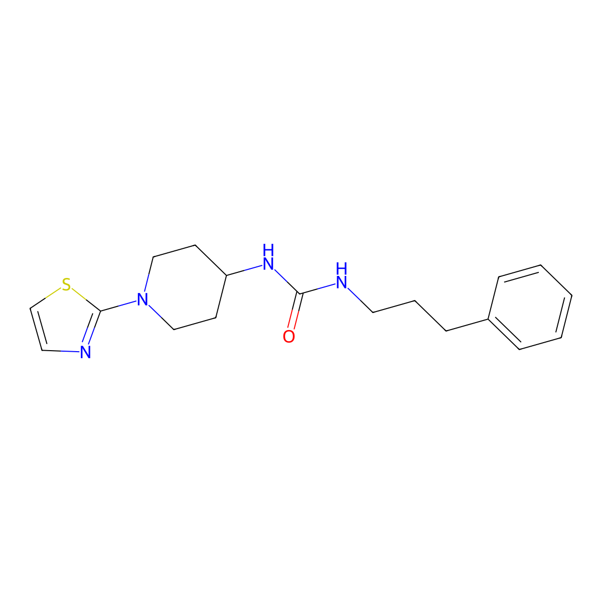 1-(3-Phenylpropyl)-3-(1-(thiazol-2-yl)piperidin-4-yl)urea molecular structure, CAS 1448034-12-5