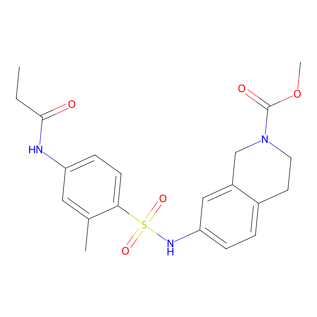 Methyl 7-(2-methyl-4-propanamidobenzenesulfonamido)-1,2,3,4-tetrahydroisoquinoline-2-carboxylate molecular structure, CAS 1448034-19-2