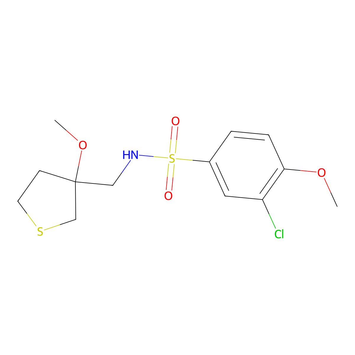 3-chloro-4-methoxy-N-((3-methoxytetrahydrothiophen-3-yl)methyl)benzenesulfonamide molecular structure, CAS 1448034-24-9