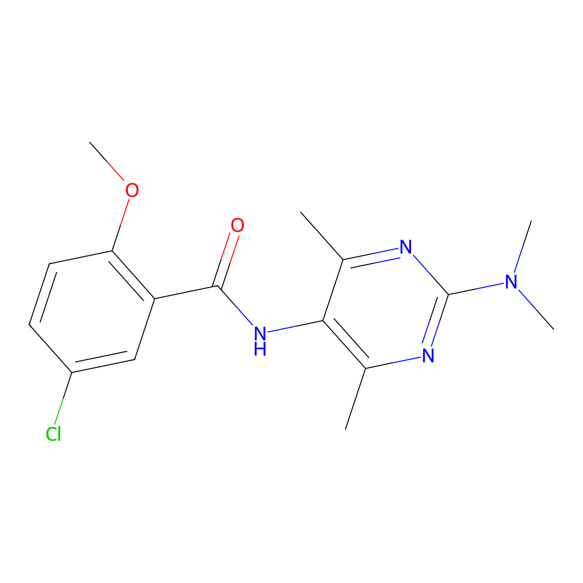 5-Chloro-N-[2-(dimethylamino)-4,6-dimethylpyrimidin-5-YL]-2-methoxybenzamide molecular structure, CAS 1448034-28-3