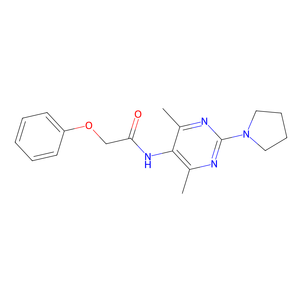 N-[4,6-Dimethyl-2-(pyrrolidin-1-YL)pyrimidin-5-YL]-2-phenoxyacetamide molecular structure, CAS 1448034-35-2