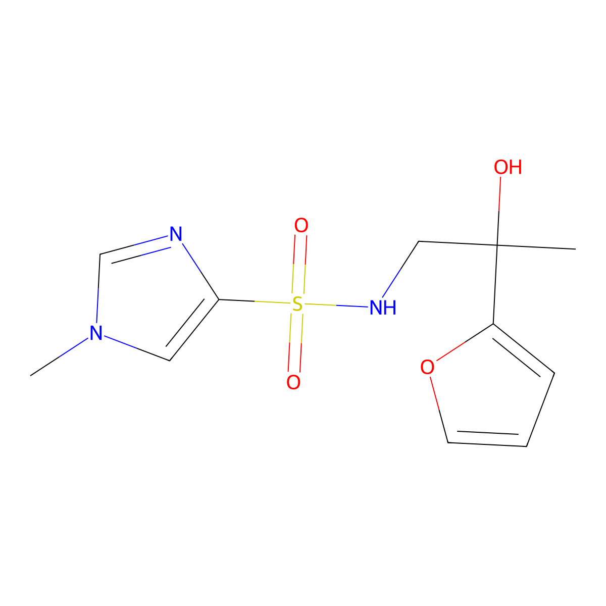 N-[2-(furan-2-yl)-2-hydroxypropyl]-1-methyl-1H-imidazole-4-sulfonamide molecular structure, CAS 1448034-38-5
