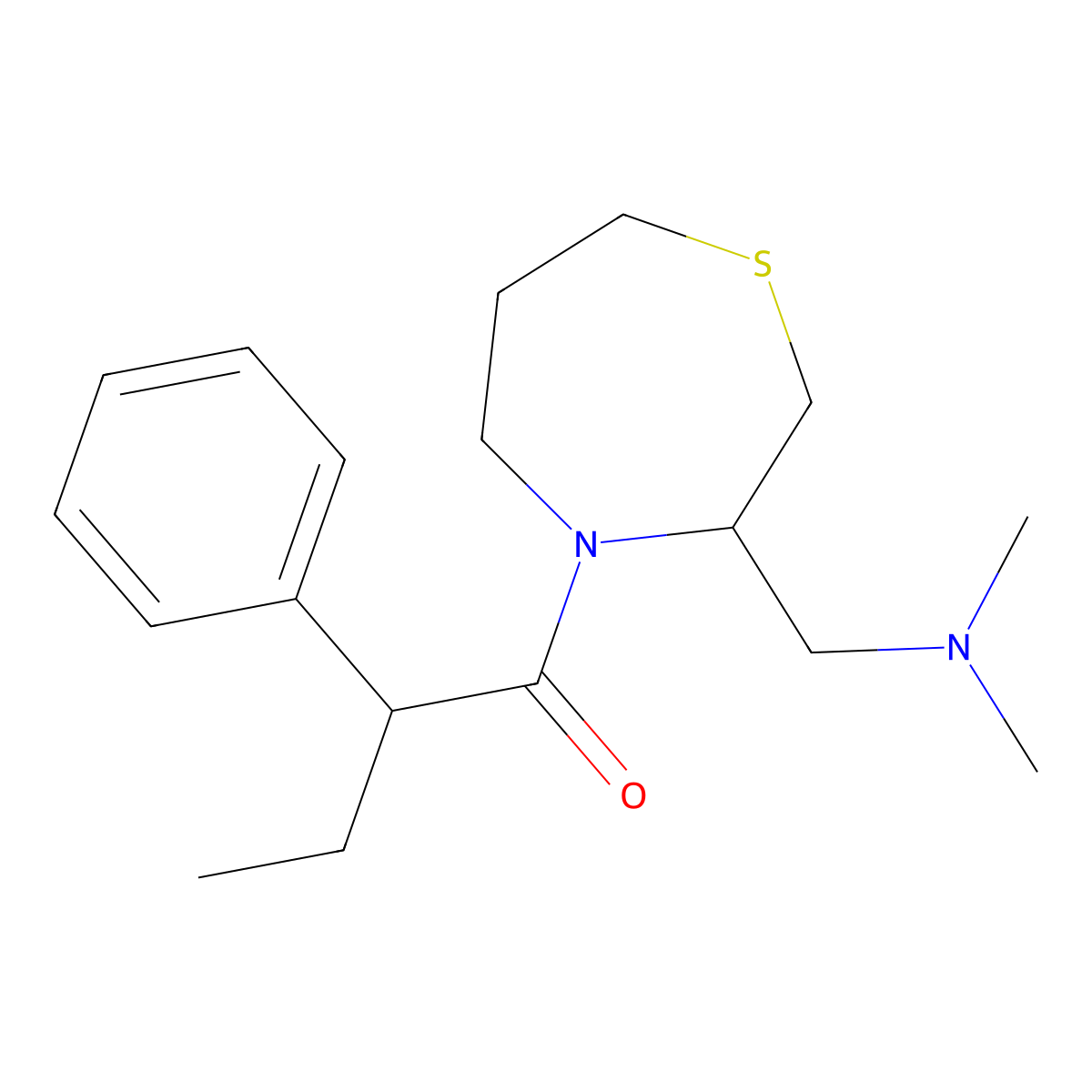 1-{3-[(Dimethylamino)methyl]-1,4-thiazepan-4-YL}-2-phenylbutan-1-one molecular structure, CAS 1448034-40-9