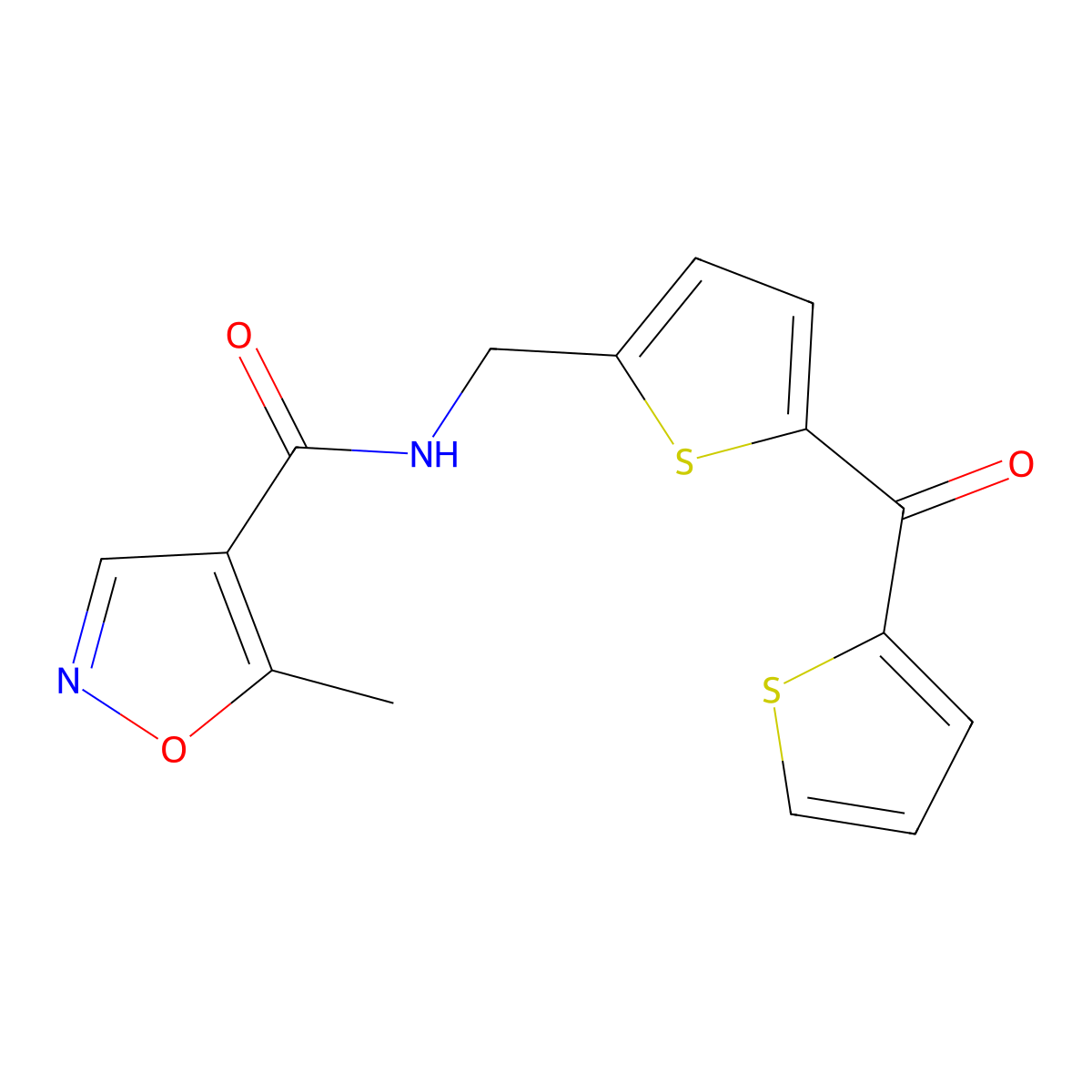 5-methyl-N-((5-(thiophene-2-carbonyl)thiophen-2-yl)methyl)isoxazole-4-carboxamide molecular structure, CAS 1448034-49-8