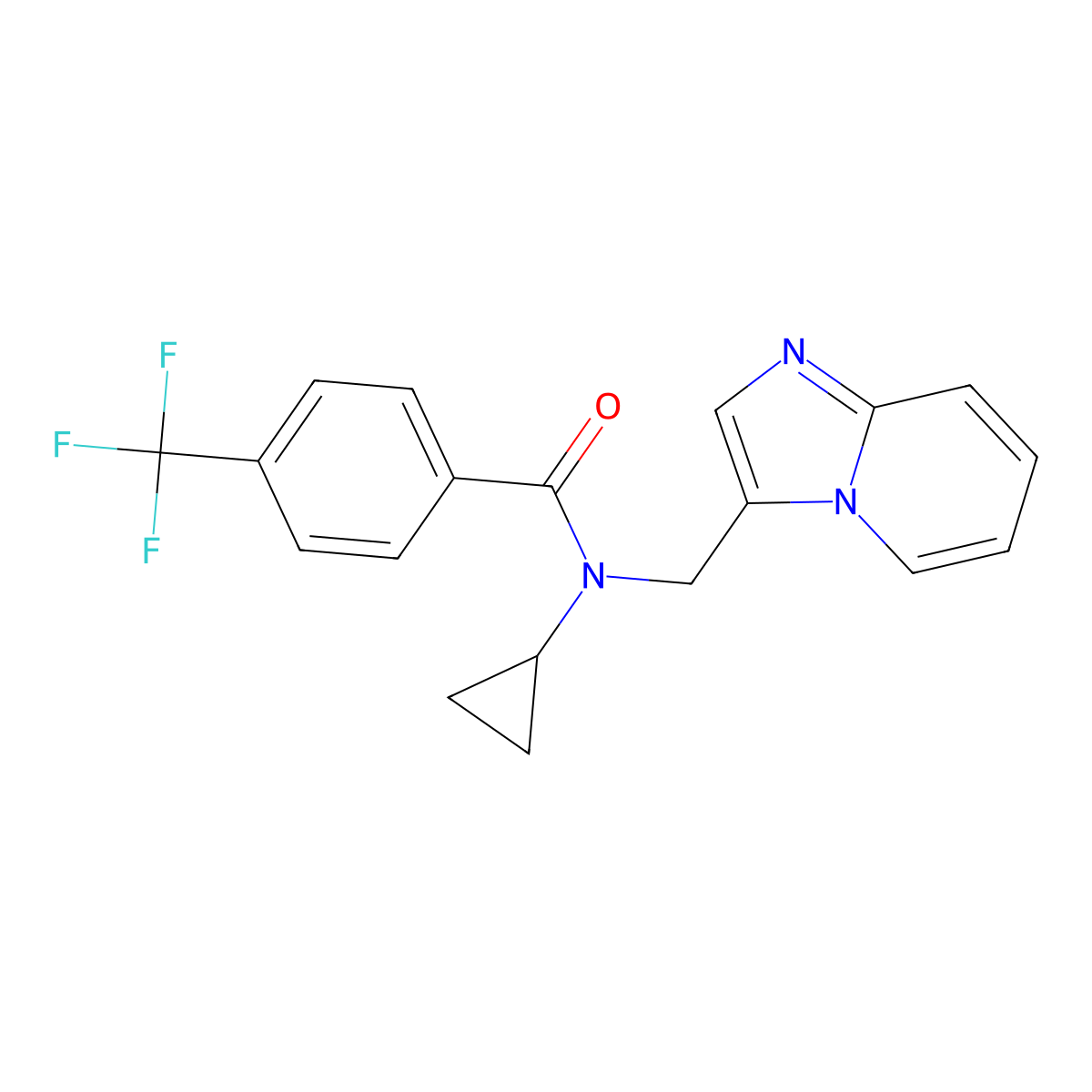 N-cyclopropyl-N-(imidazo[1,2-a]pyridin-3-ylmethyl)-4-(trifluoromethyl)benzamide molecular structure, CAS 1448034-50-1
