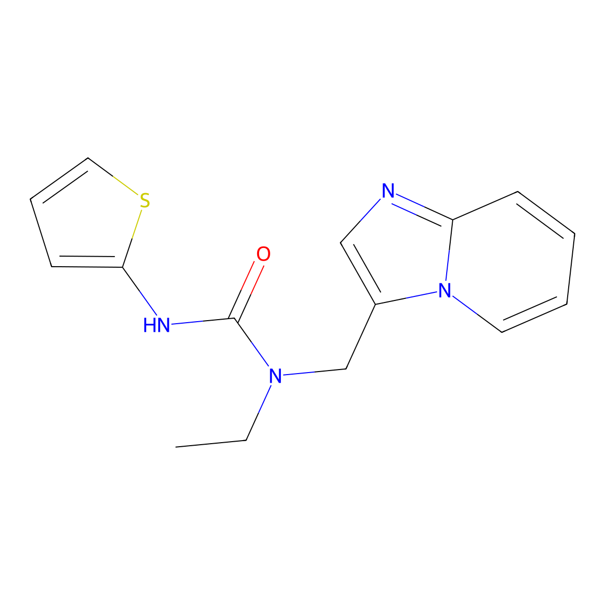 1-Ethyl-1-(imidazo[1,2-a]pyridin-3-ylmethyl)-3-(thiophen-2-yl)urea molecular structure, CAS 1448034-69-2