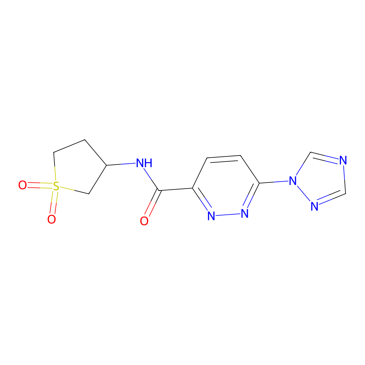 N-(1,1-dioxidotetrahydrothiophen-3-yl)-6-(1H-1,2,4-triazol-1-yl)pyridazine-3-carboxamide molecular structure, CAS 1448034-70-5