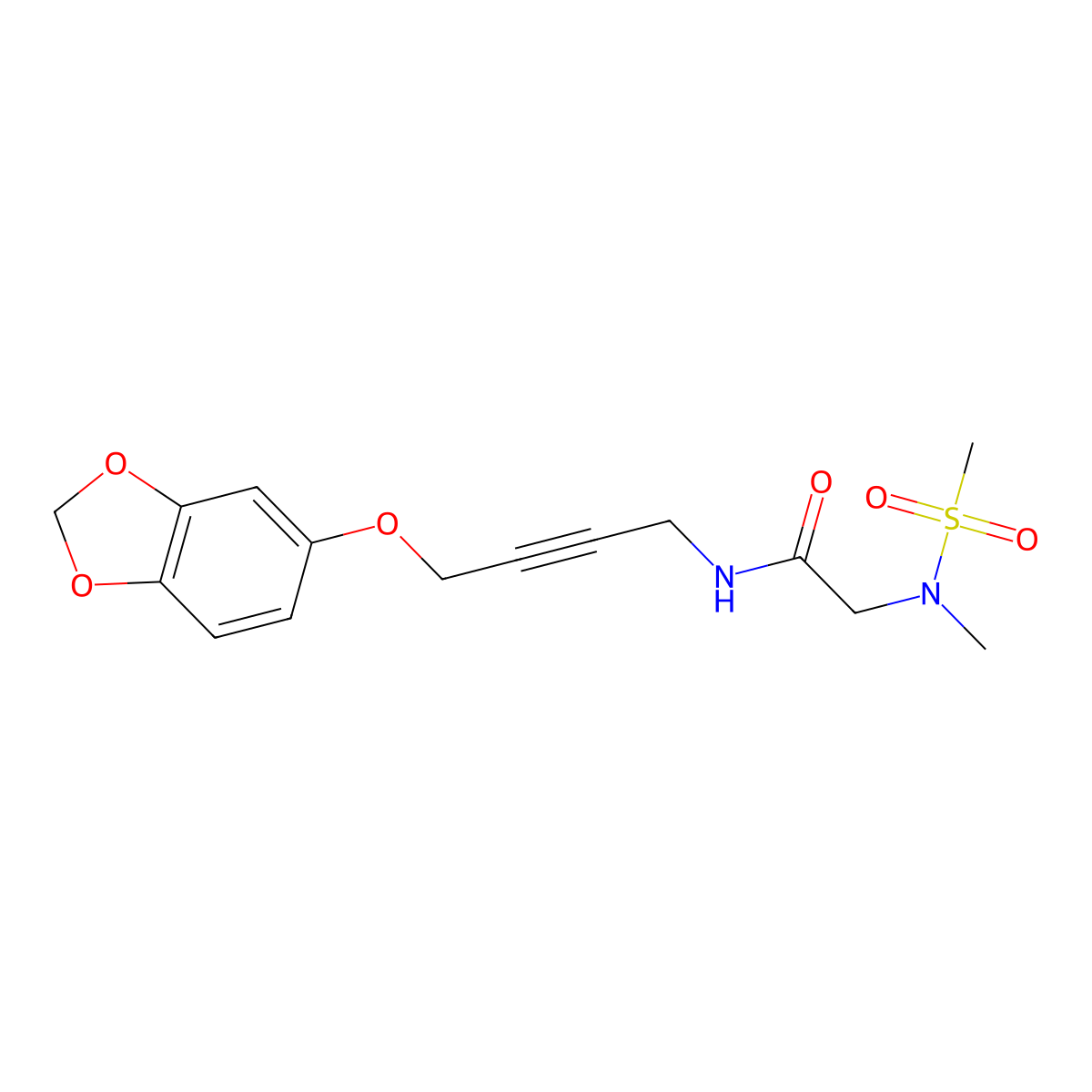 N-[4-(2H-1,3-Benzodioxol-5-yloxy)but-2-YN-1-YL]-2-(N-methylmethanesulfonamido)acetamide molecular structure, CAS 1448034-71-6