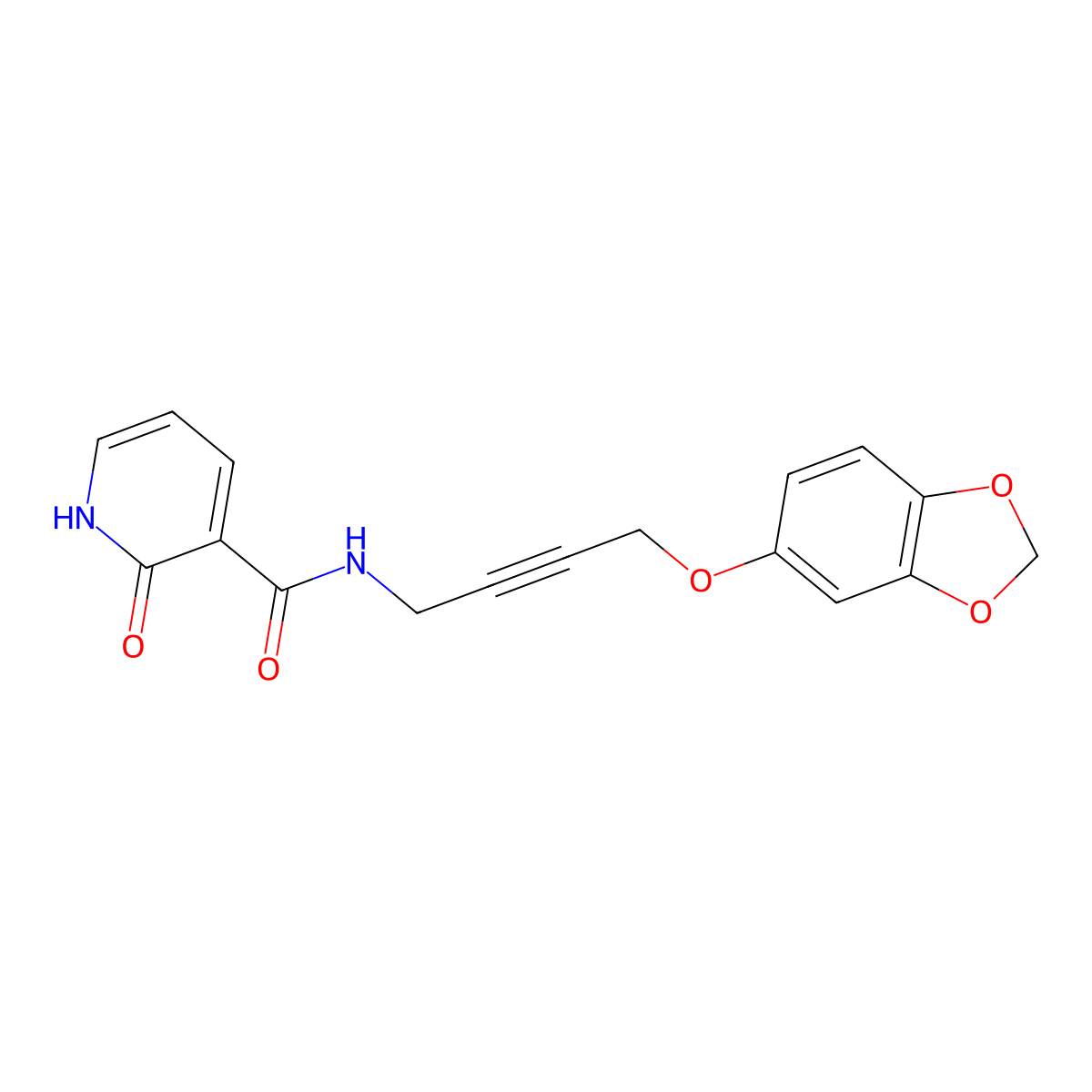 N-(4-(benzo[d][1,3]dioxol-5-yloxy)but-2-yn-1-yl)-2-oxo-1,2-dihydropyridine-3-carboxamide molecular structure, CAS 1448034-74-9