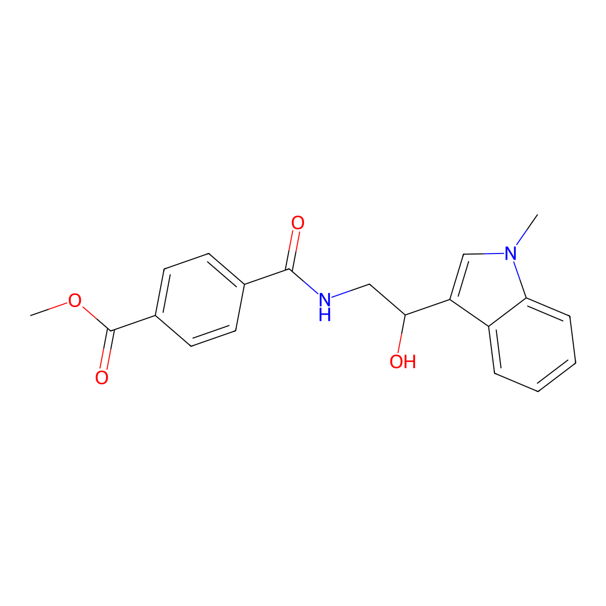 methyl 4-{[2-hydroxy-2-(1-methyl-1H-indol-3-yl)ethyl]carbamoyl}benzoate molecular structure, CAS 1448034-85-2