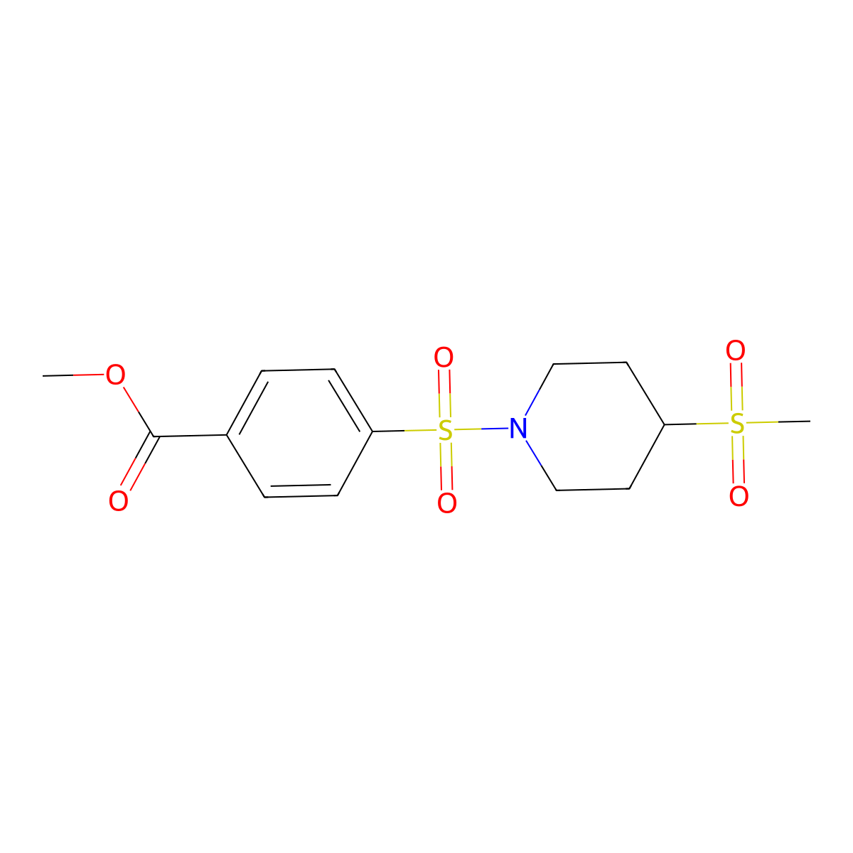 Methyl 4-((4-(methylsulfonyl)piperidin-1-yl)sulfonyl)benzoate molecular structure, CAS 1448034-88-5