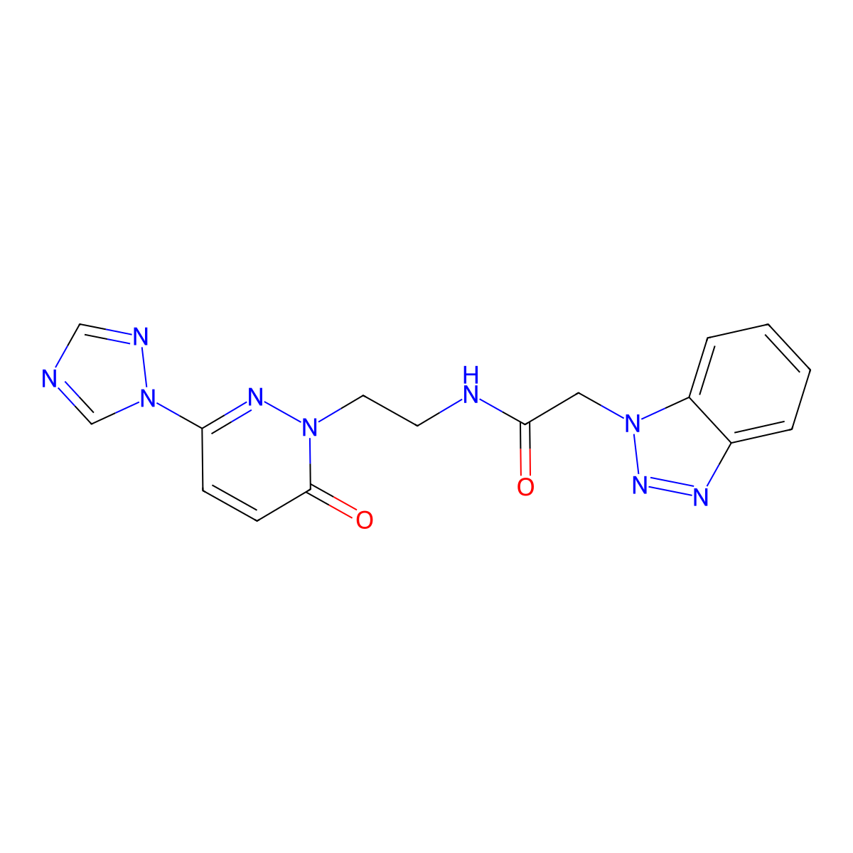 2-(1H-benzo[d][1,2,3]triazol-1-yl)-N-(2-(6-oxo-3-(1H-1,2,4-triazol-1-yl)pyridazin-1(6H)-yl)ethyl)acetamide molecular structure, CAS 1448034-90-9