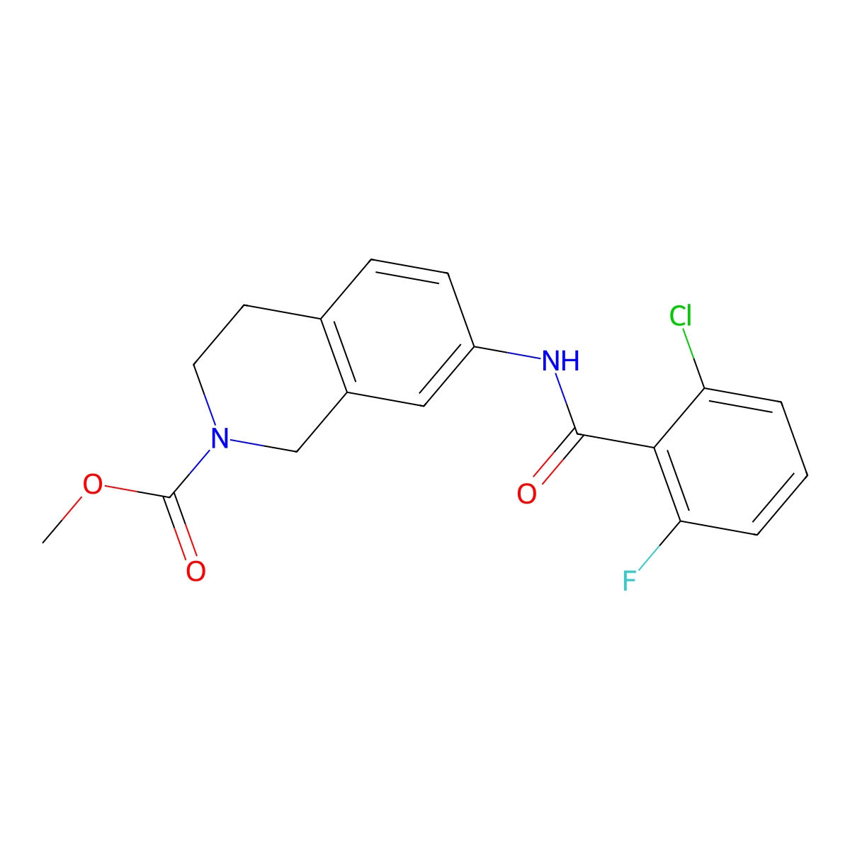 methyl 7-(2-chloro-6-fluorobenzamido)-3,4-dihydroisoquinoline-2(1H)-carboxylate molecular structure, CAS 1448034-92-1