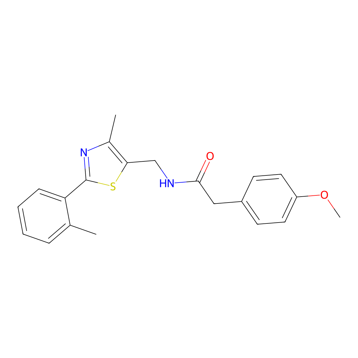 2-(4-methoxyphenyl)-N-((4-methyl-2-(o-tolyl)thiazol-5-yl)methyl)acetamide molecular structure, CAS 1448034-93-2