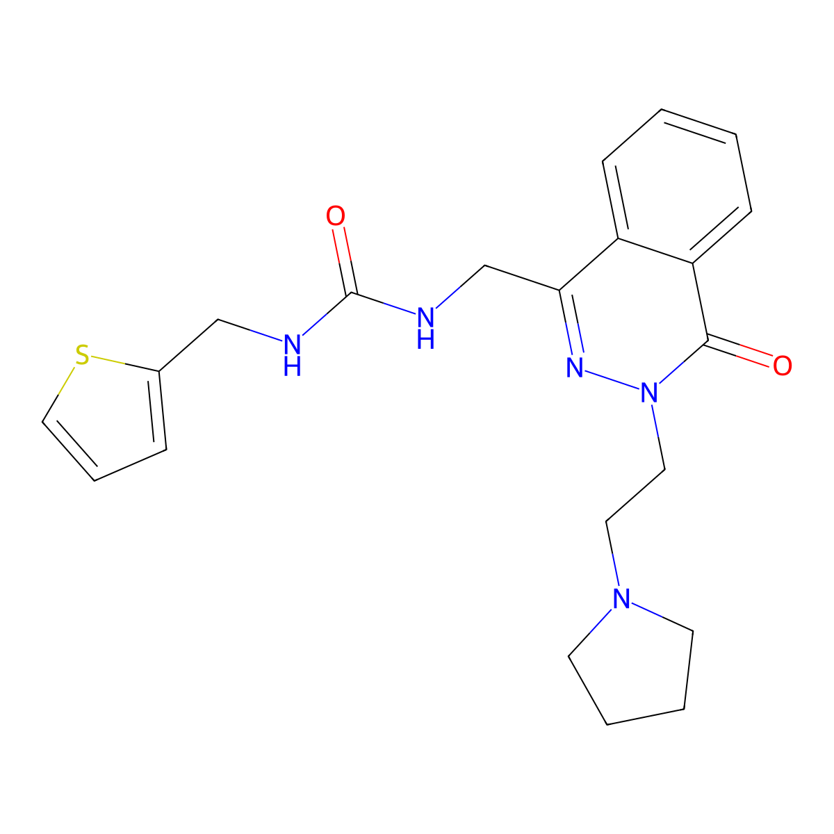 1-((4-Oxo-3-(2-(pyrrolidin-1-yl)ethyl)-3,4-dihydrophthalazin-1-yl)methyl)-3-(thiophen-2-ylmethyl)urea molecular structure, CAS 1448034-96-5