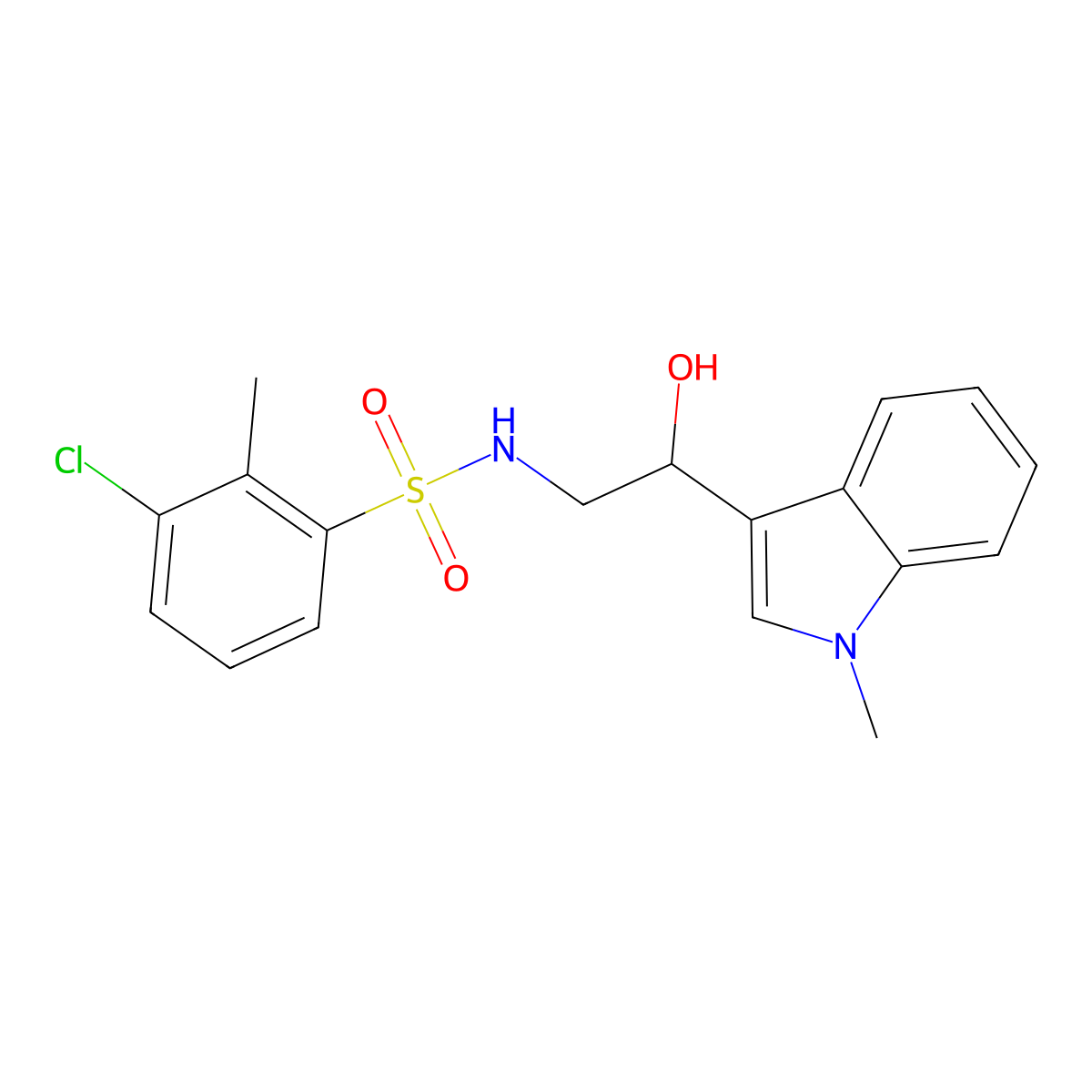 3-chloro-N-(2-hydroxy-2-(1-methyl-1H-indol-3-yl)ethyl)-2-methylbenzenesulfonamide molecular structure, CAS 1448034-97-6
