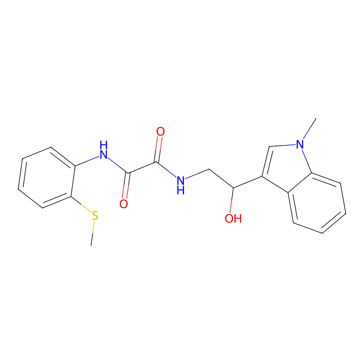 N1-(2-hydroxy-2-(1-methyl-1H-indol-3-yl)ethyl)-N2-(2-(methylthio)phenyl)oxalamide molecular structure, CAS 1448035-07-1