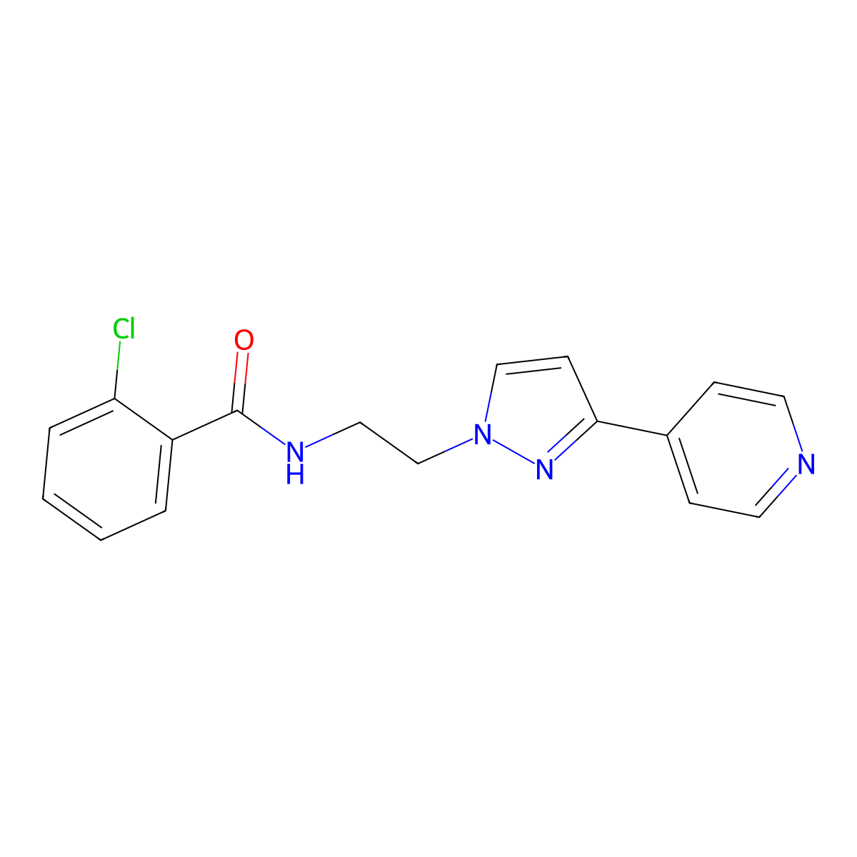 2-chloro-N-{2-[3-(pyridin-4-yl)-1H-pyrazol-1-yl]ethyl}benzamide molecular structure, CAS 1448035-10-6