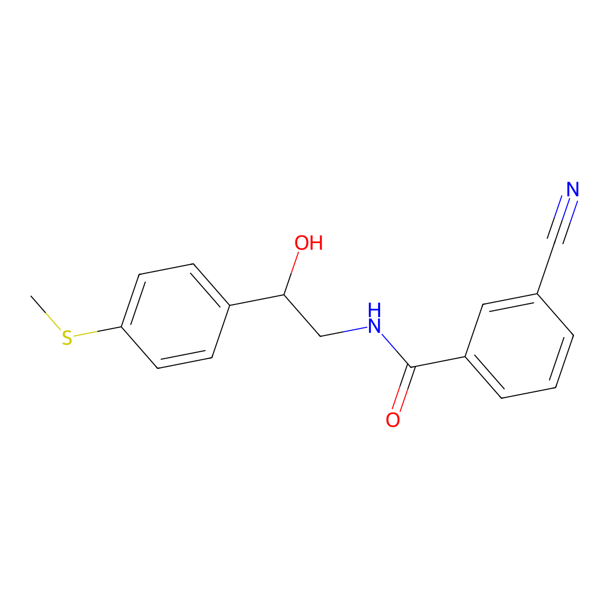 3-cyano-N-(2-hydroxy-2-(4-(methylthio)phenyl)ethyl)benzamide molecular structure, CAS 1448035-11-7