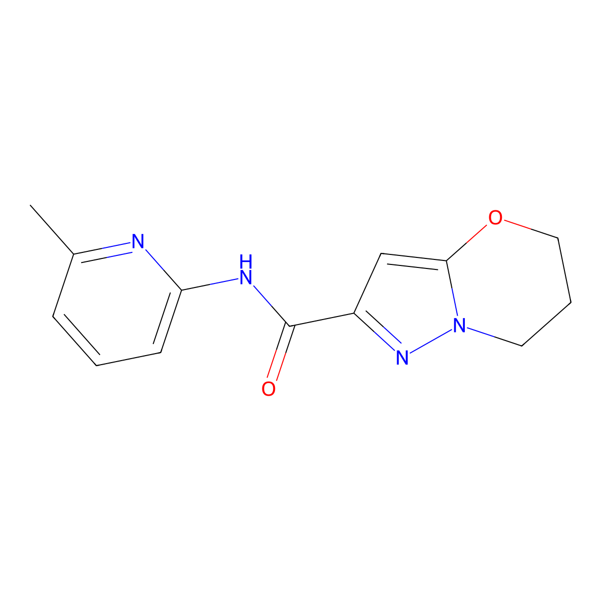 N-(6-methylpyridin-2-yl)-6,7-dihydro-5H-pyrazolo[5,1-b][1,3]oxazine-2-carboxamide molecular structure, CAS 1448035-14-0