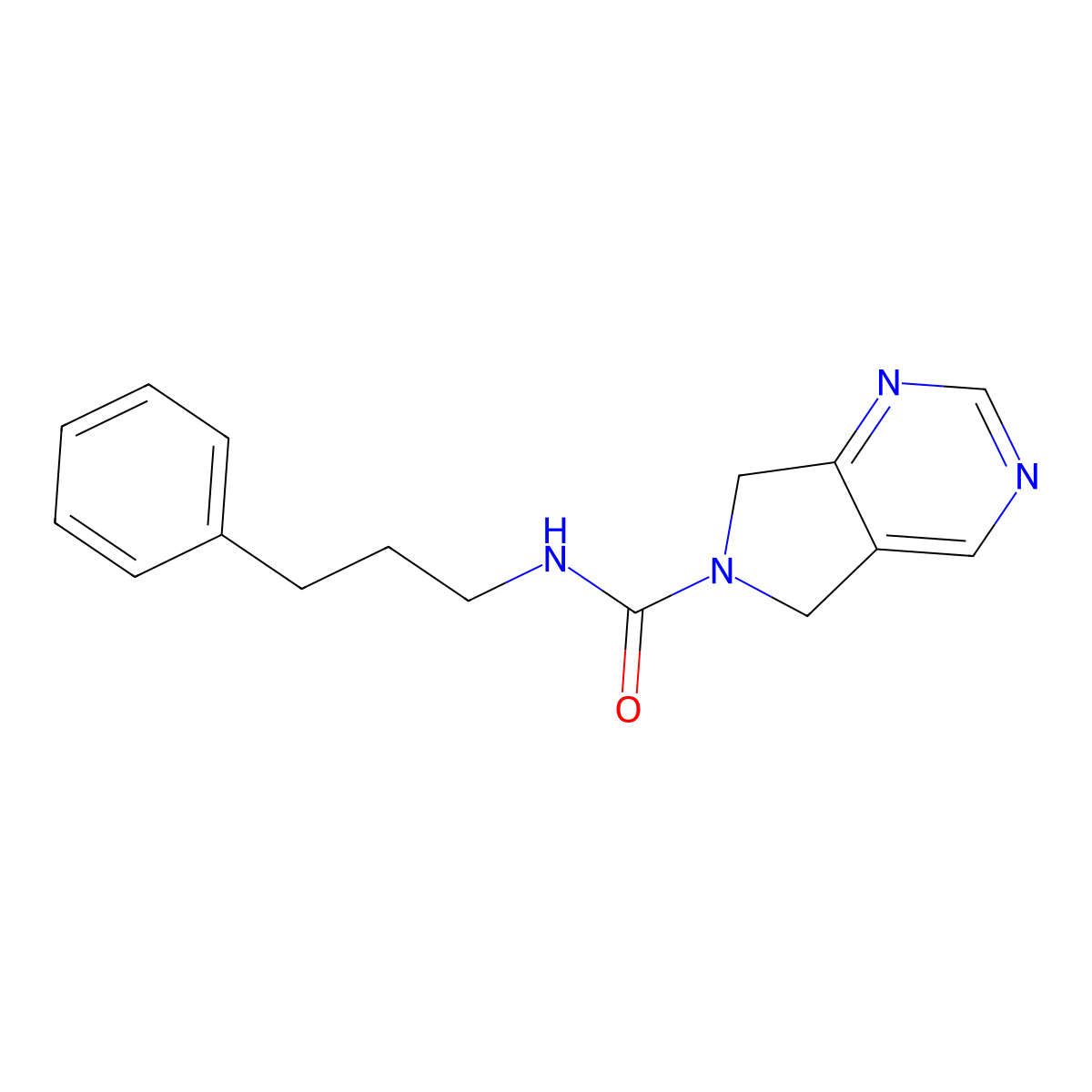 N-(3-phenylpropyl)-5H-pyrrolo[3,4-d]pyrimidine-6(7H)-carboxamide molecular structure, CAS 1448035-21-9