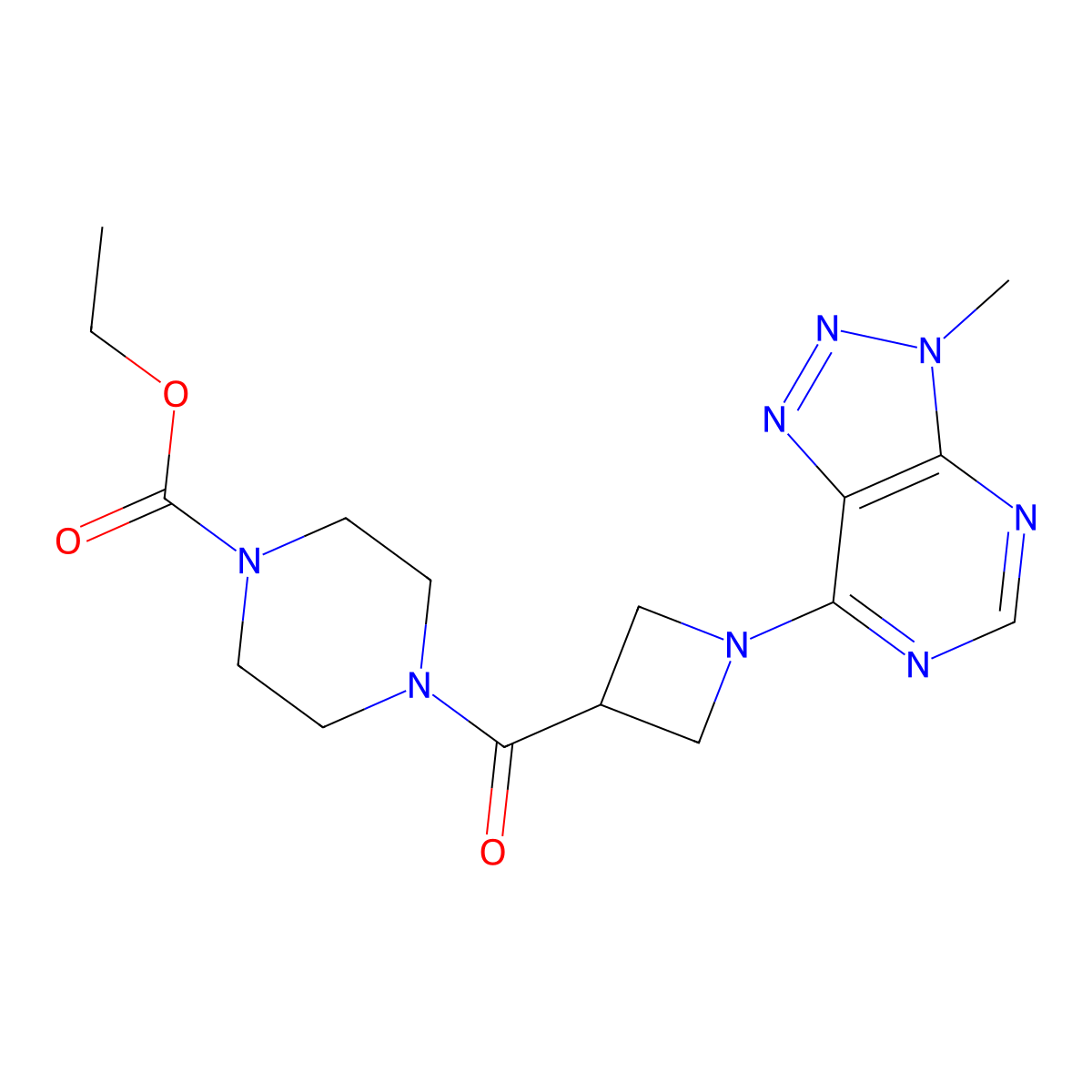 ethyl 4-(1-{3-methyl-3H-[1,2,3]triazolo[4,5-d]pyrimidin-7-yl}azetidine-3-carbonyl)piperazine-1-carboxylate molecular structure, CAS 1448035-25-3