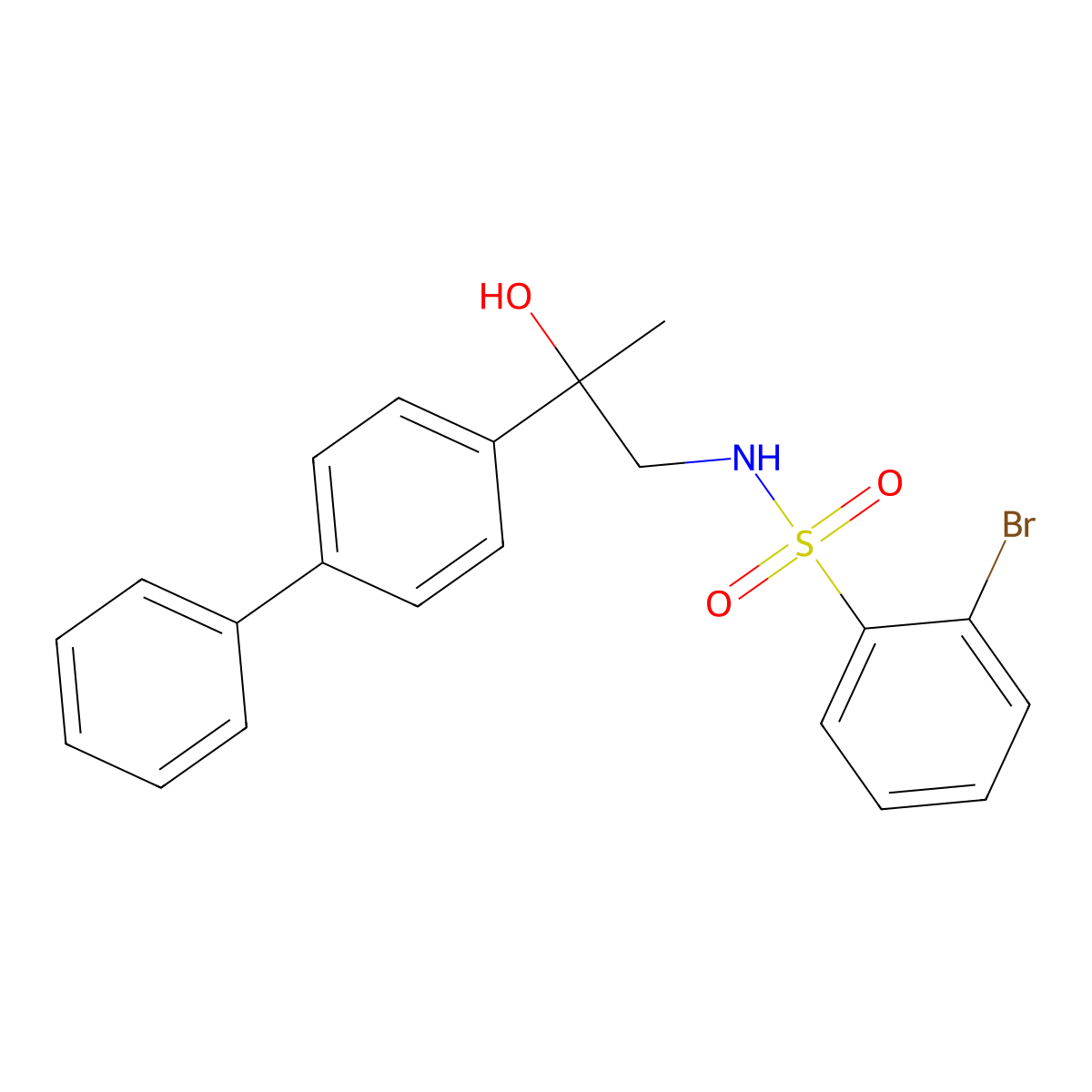 N-(2-([1,1'-biphenyl]-4-yl)-2-hydroxypropyl)-2-bromobenzenesulfonamide molecular structure, CAS 1448035-26-4