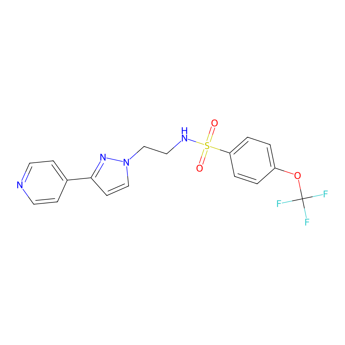 N-(2-(3-(pyridin-4-yl)-1H-pyrazol-1-yl)ethyl)-4-(trifluoromethoxy)benzenesulfonamide molecular structure, CAS 1448035-28-6