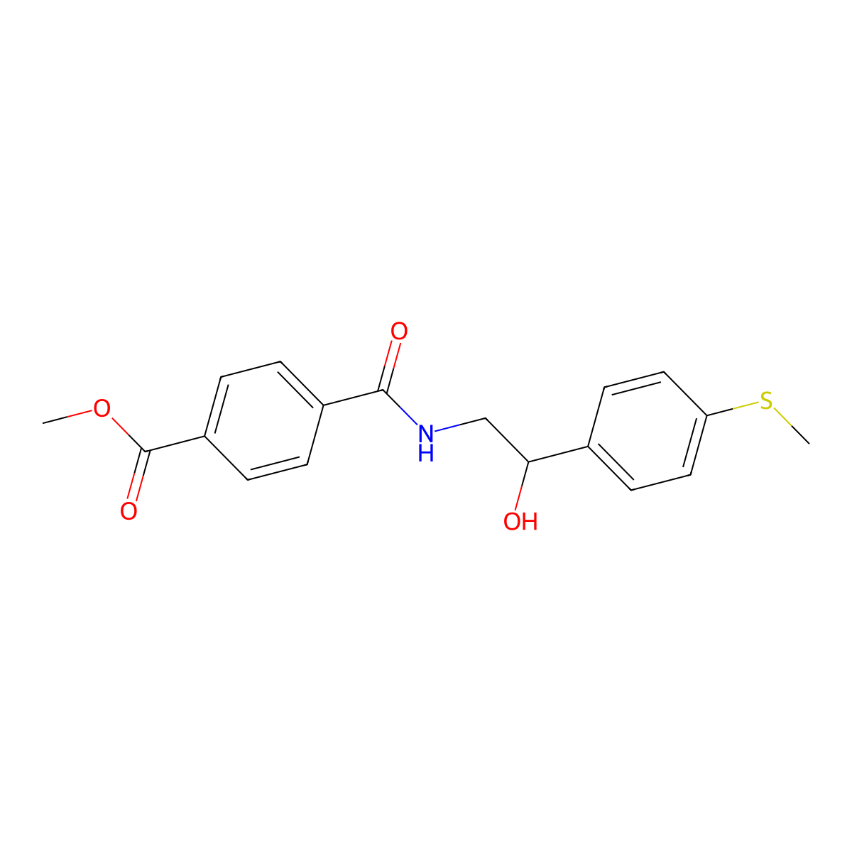 Methyl 4-((2-hydroxy-2-(4-(methylthio)phenyl)ethyl)carbamoyl)benzoate molecular structure, CAS 1448035-31-1