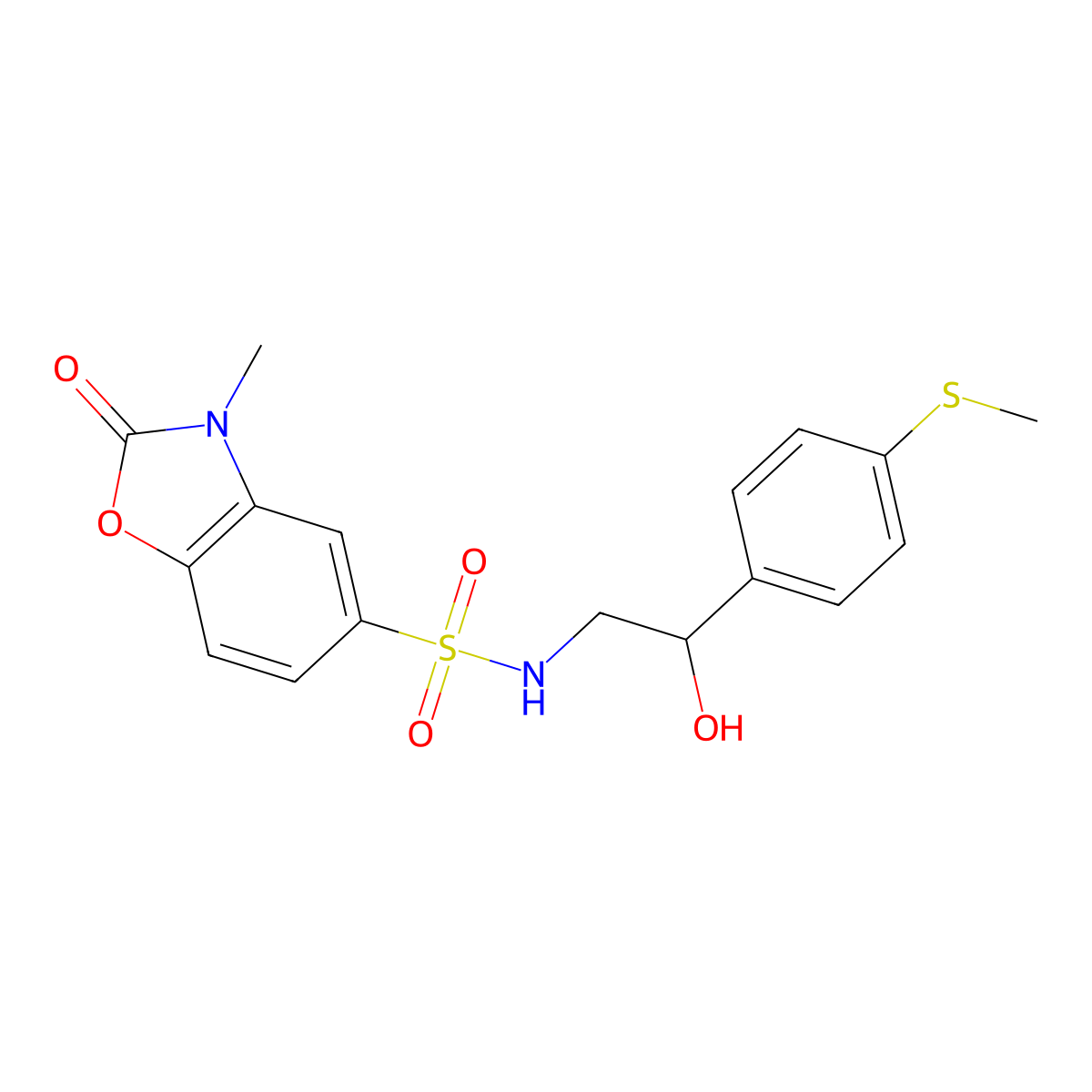 N-(2-hydroxy-2-(4-(methylthio)phenyl)ethyl)-3-methyl-2-oxo-2,3-dihydrobenzo[d]oxazole-5-sulfonamide molecular structure, CAS 1448035-42-4