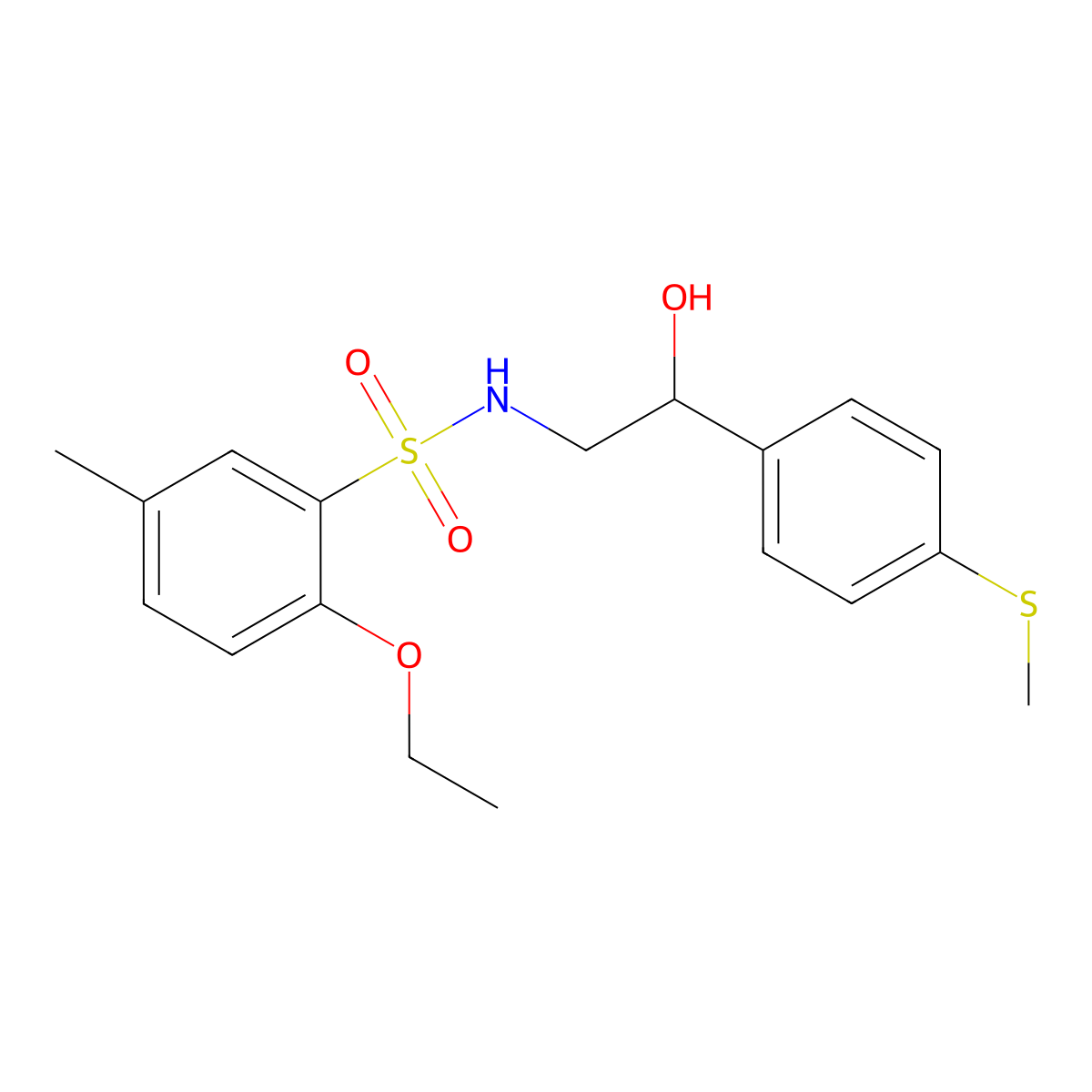 2-ethoxy-N-(2-hydroxy-2-(4-(methylthio)phenyl)ethyl)-5-methylbenzenesulfonamide molecular structure, CAS 1448035-43-5