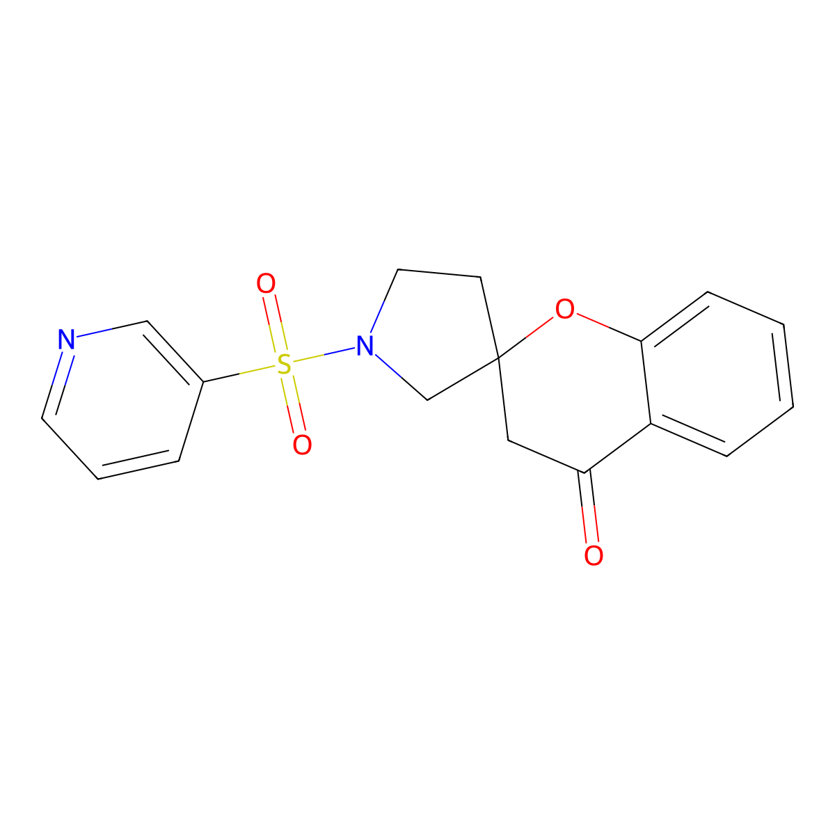 1'-(Pyridine-3-sulfonyl)-3,4-dihydrospiro[1-benzopyran-2,3'-pyrrolidine]-4-one molecular structure, CAS 1448035-46-8