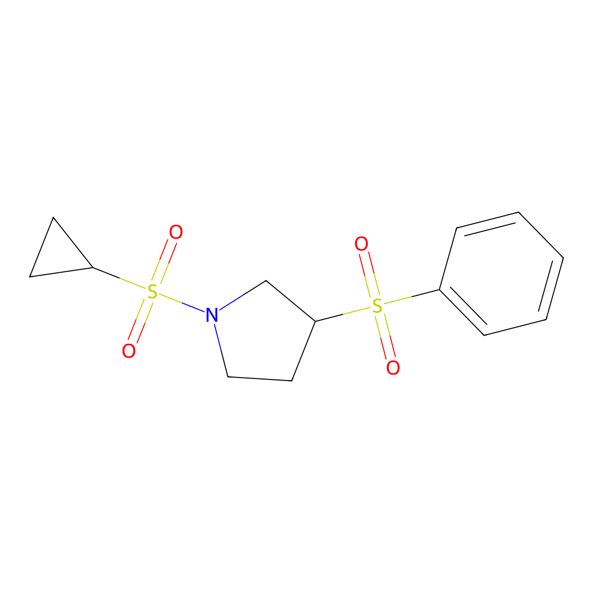 1-(Cyclopropylsulfonyl)-3-(phenylsulfonyl)pyrrolidine molecular structure, CAS 1448035-50-4