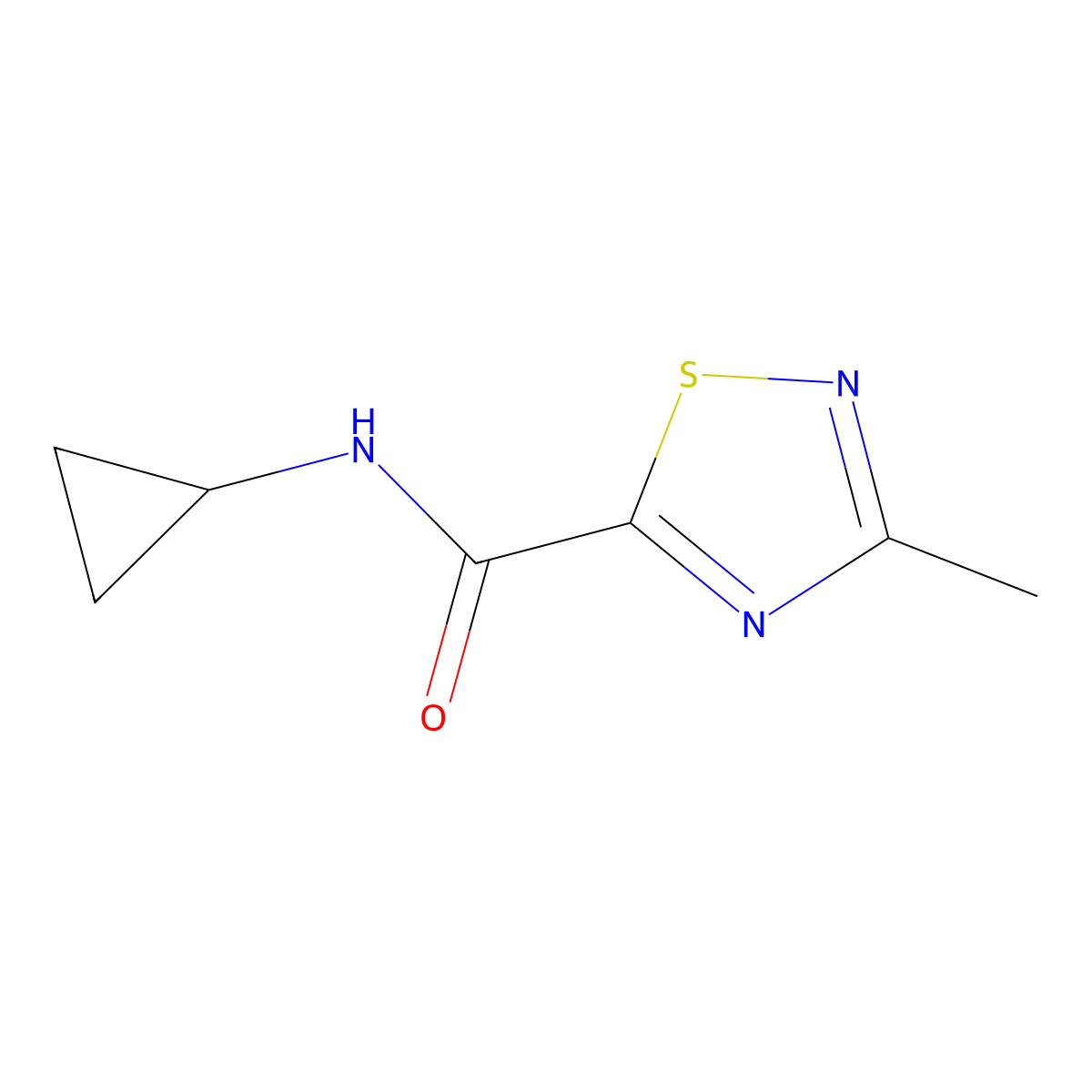 N-cyclopropyl-3-methyl-1,2,4-thiadiazole-5-carboxamide molecular structure, CAS 1448035-56-0