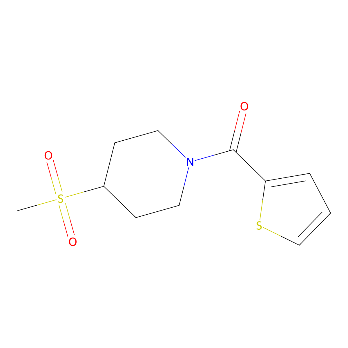 (4-(Methylsulfonyl)piperidin-1-yl)(thiophen-2-yl)methanone molecular structure, CAS 1448035-57-1