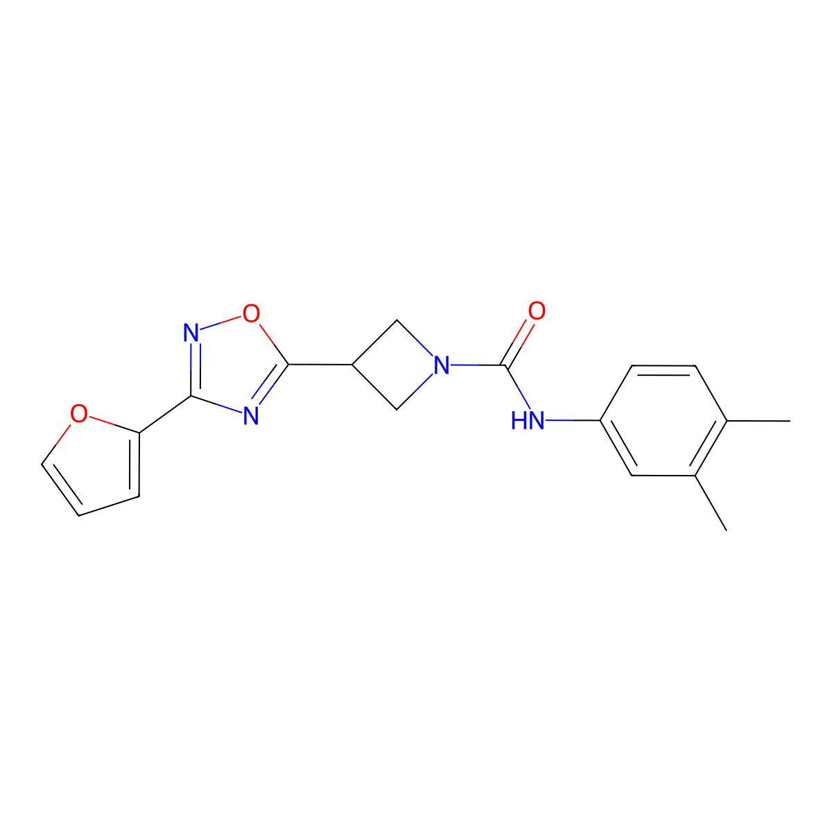 N-(3,4-Dimethylphenyl)-3-[3-(furan-2-YL)-1,2,4-oxadiazol-5-YL]azetidine-1-carboxamide molecular structure, CAS 1448035-63-9