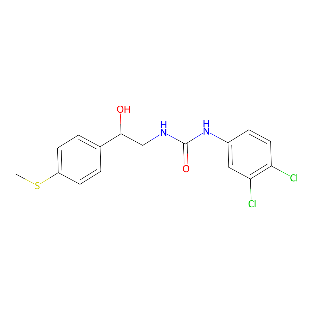 1-(3,4-Dichlorophenyl)-3-(2-hydroxy-2-(4-(methylthio)phenyl)ethyl)urea molecular structure, CAS 1448035-68-4