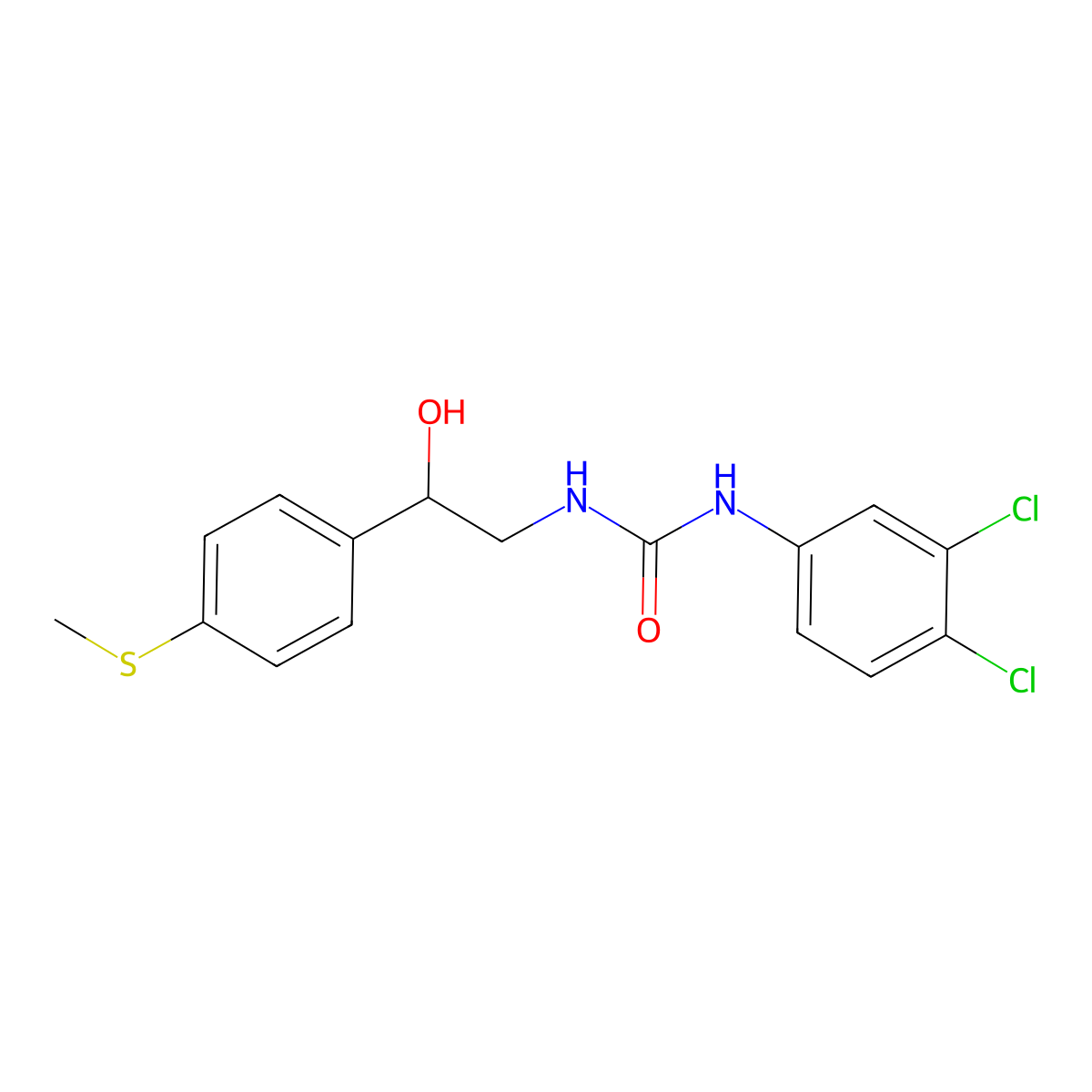 1-(3,4-Dichlorophenyl)-3-(2-hydroxy-2-(4-(methylthio)phenyl)ethyl)urea molecular structure, CAS 1448035-68-4
