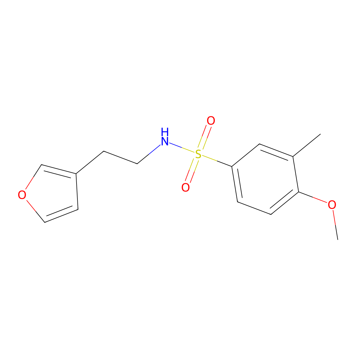 N-(2-(furan-3-yl)ethyl)-4-methoxy-3-methylbenzenesulfonamide molecular structure, CAS 1448035-69-5