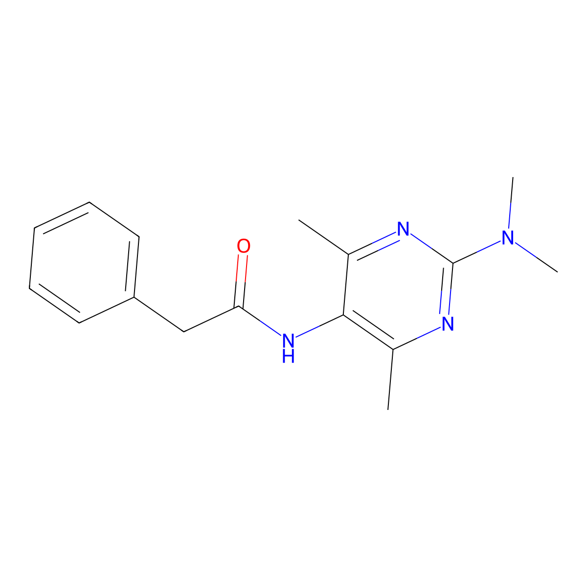 N-[2-(Dimethylamino)-4,6-dimethylpyrimidin-5-YL]-2-phenylacetamide molecular structure, CAS 1448035-76-4