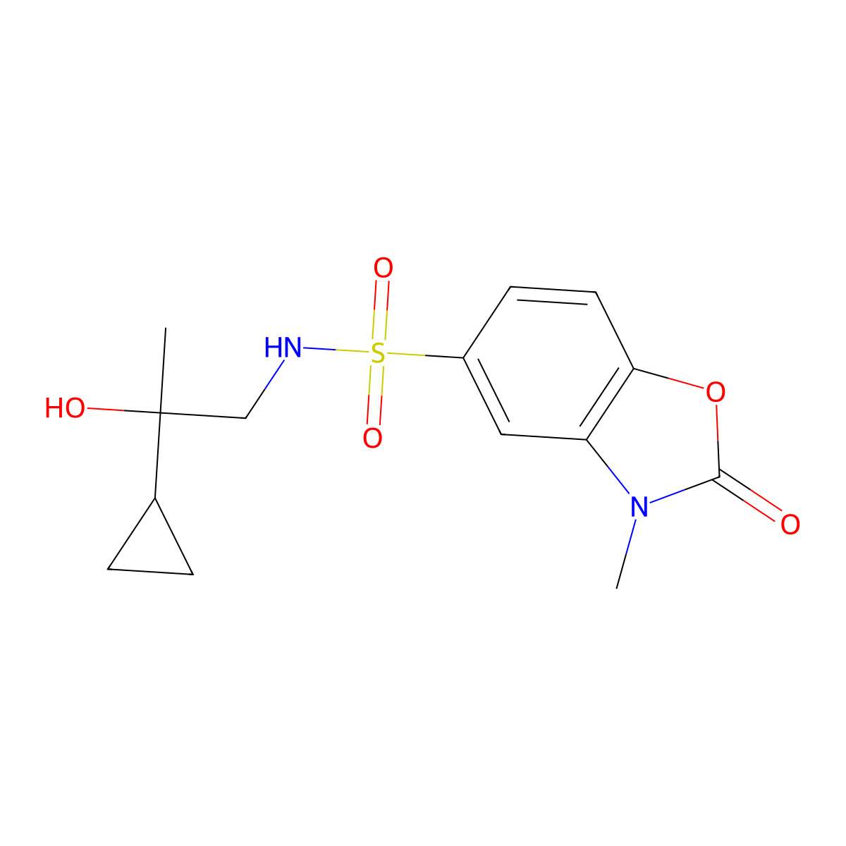 N-(2-cyclopropyl-2-hydroxypropyl)-3-methyl-2-oxo-2,3-dihydrobenzo[d]oxazole-5-sulfonamide molecular structure, CAS 1448035-81-1