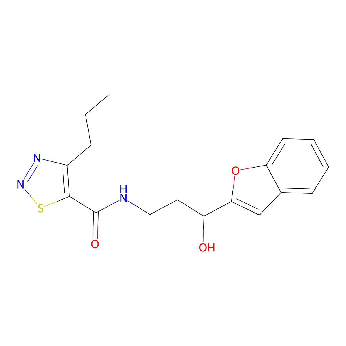 N-(3-(benzofuran-2-yl)-3-hydroxypropyl)-4-propyl-1,2,3-thiadiazole-5-carboxamide molecular structure, CAS 1448035-84-4