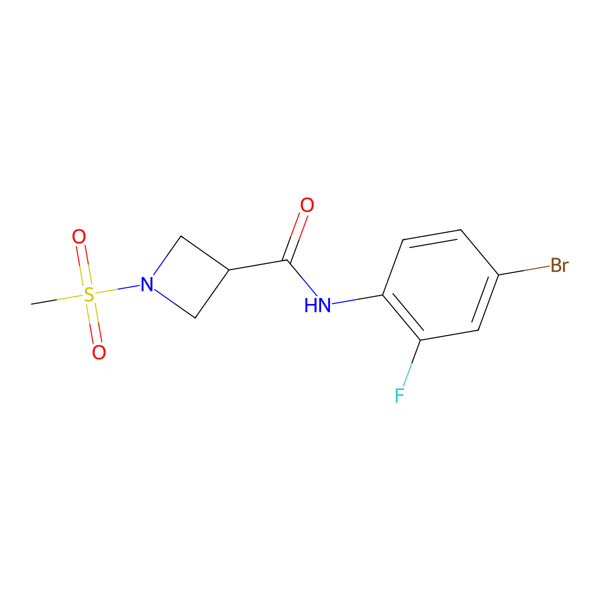N-(4-bromo-2-fluorophenyl)-1-(methylsulfonyl)azetidine-3-carboxamide molecular structure, CAS 1448035-85-5
