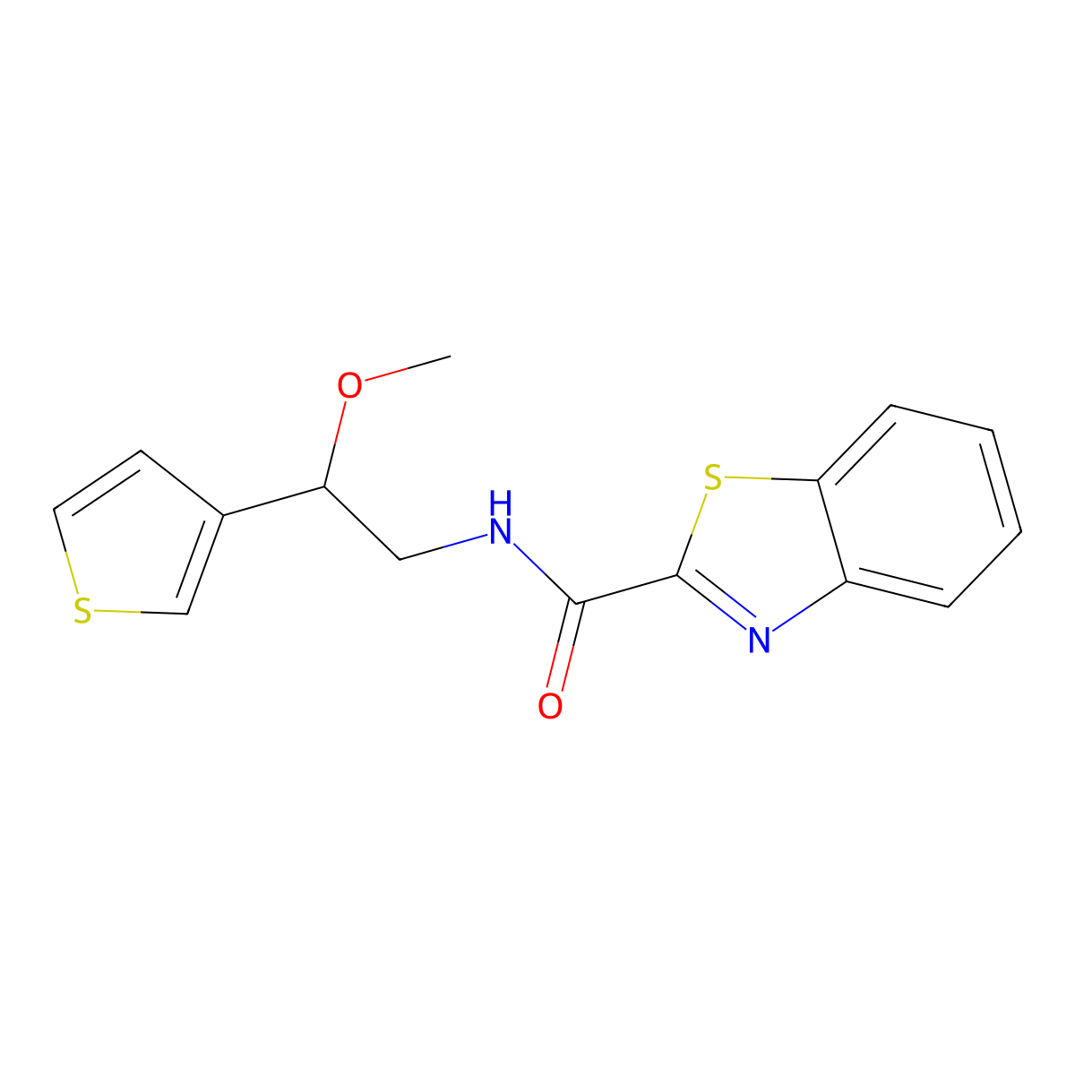 N-(2-methoxy-2-(thiophen-3-yl)ethyl)benzo[d]thiazole-2-carboxamide molecular structure, CAS 1448035-92-4